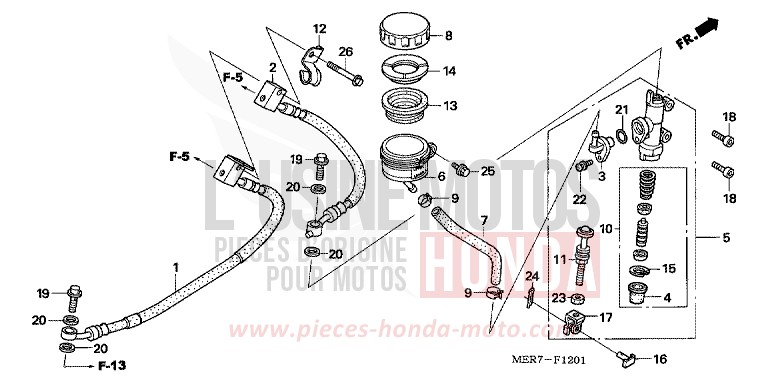 REAR BRAKE MASTER CYLINDER (CBF600SA6/NA6) for CBF600S ABS QUASAR SILVER METALLIC (NHA48) from 2006